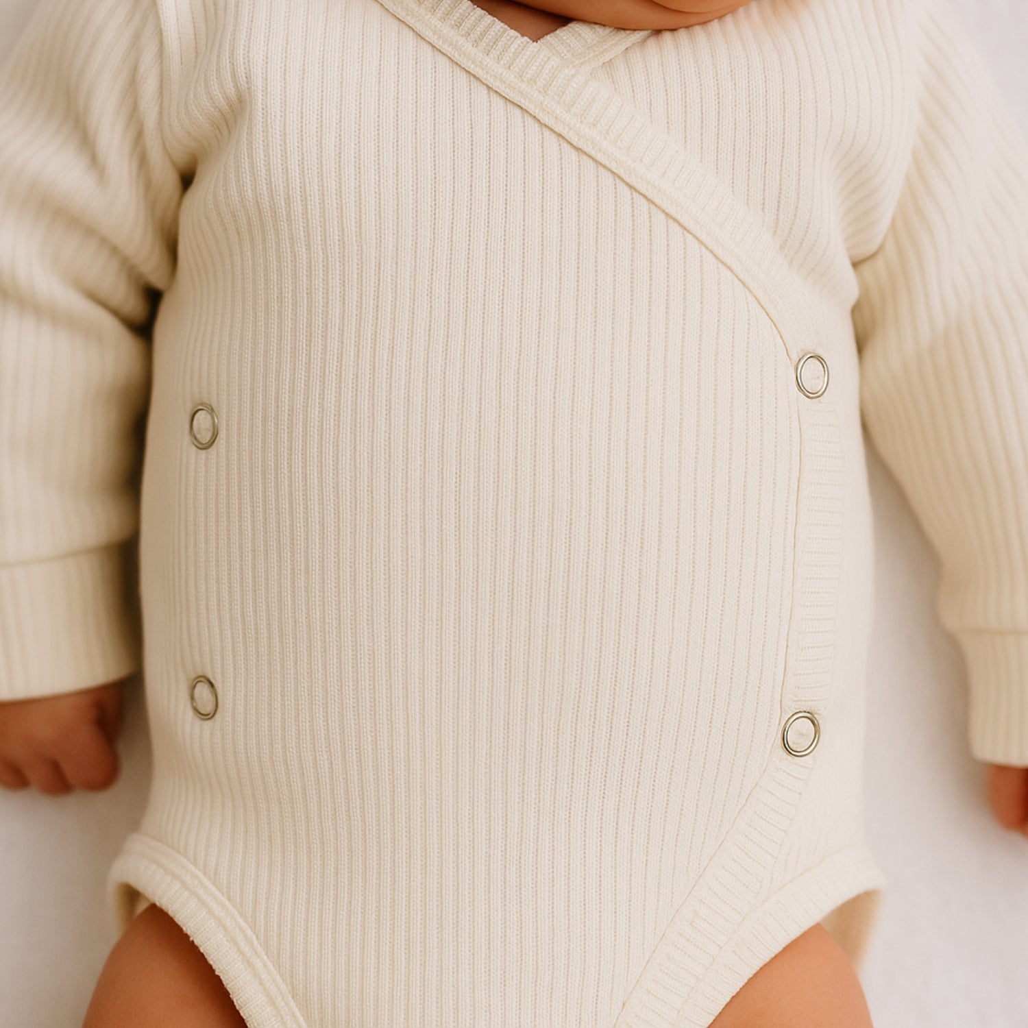Body Kimono de Bebê Manga Longa Canelado em Algodão Orgânico Cru Pipo Kids
