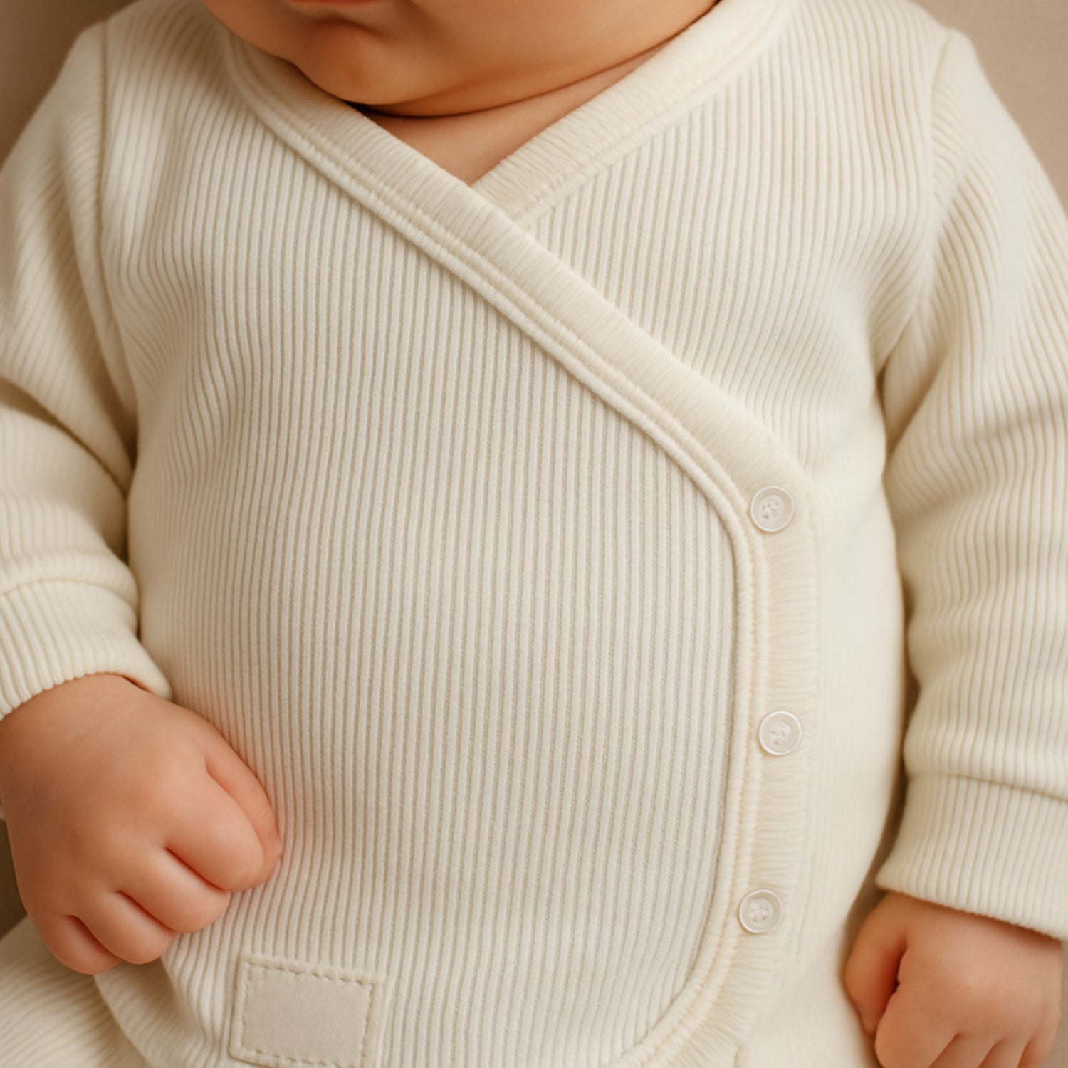 Casaco Kimono de Bebê Canelado em Algodão Orgânico Cru Pipo Kids