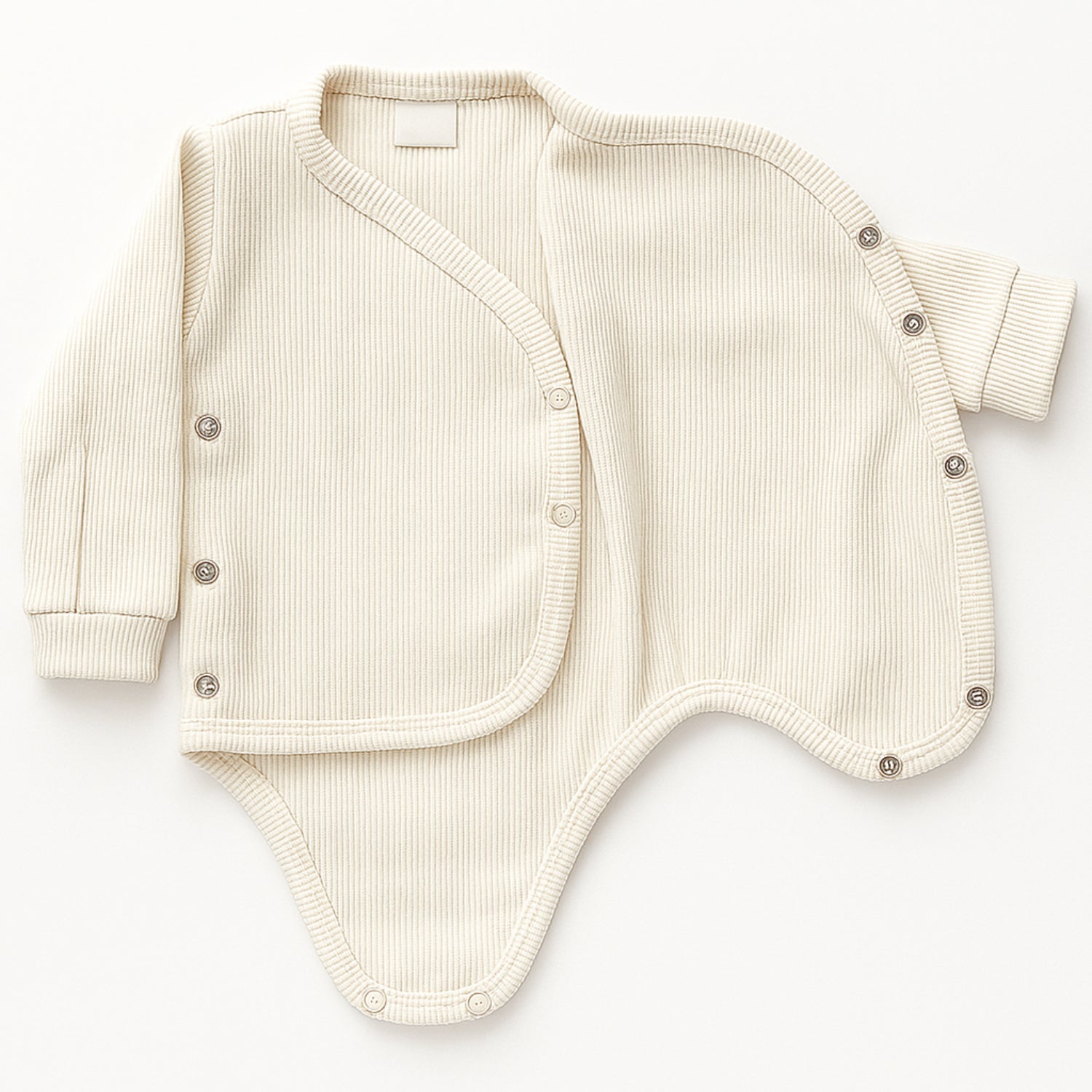 Body Kimono de Bebê Manga Longa Canelado em Algodão Orgânico Cru Pipo Kids