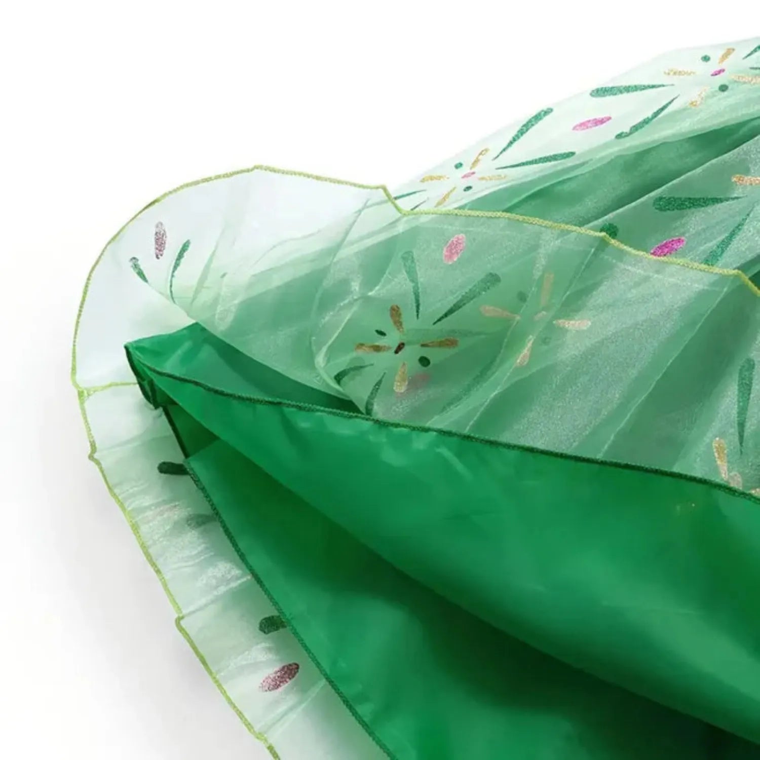Fantasia Infantil Vestido Princesa Coroação de frente, mostrando o vestido com detalhes em malha e poliéster.