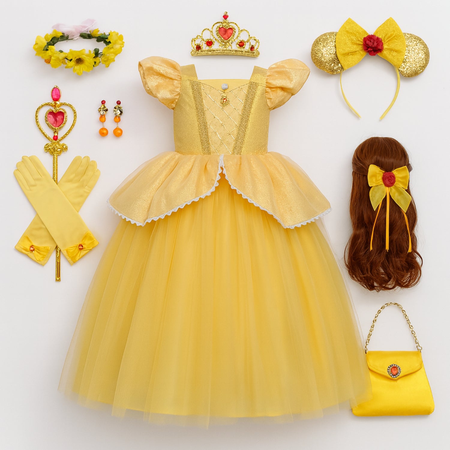 Fantasia Infantil Princesa Bela – A Bela e a Fera com Acessórios Inclusos