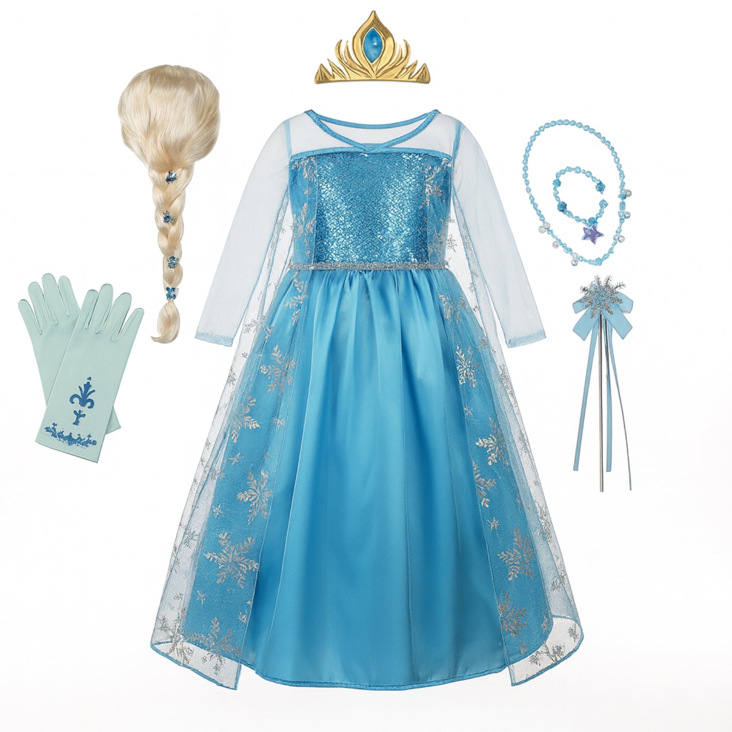 Fantasia Infantil Elsa – Frozen com Capa Brilhante e Acessórios Inclusos