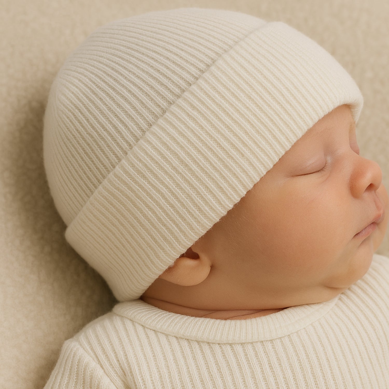Touca Canelada de Bebê em Algodão Orgânico Cru Pipo Kids