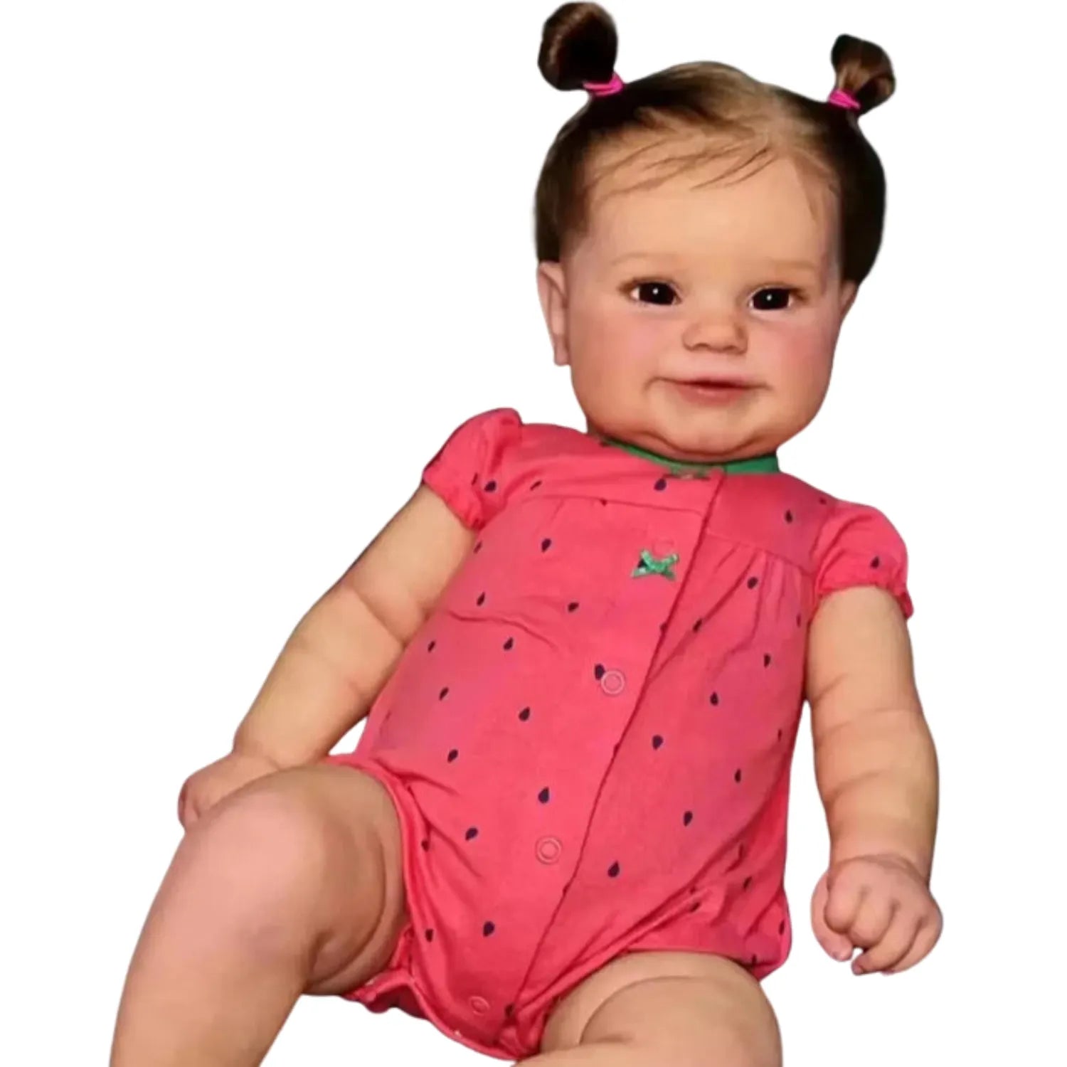 Boneca Bebê Reborn Realista Jéssica de frente, mostrando o rosto sereno e detalhes do vinil macio.