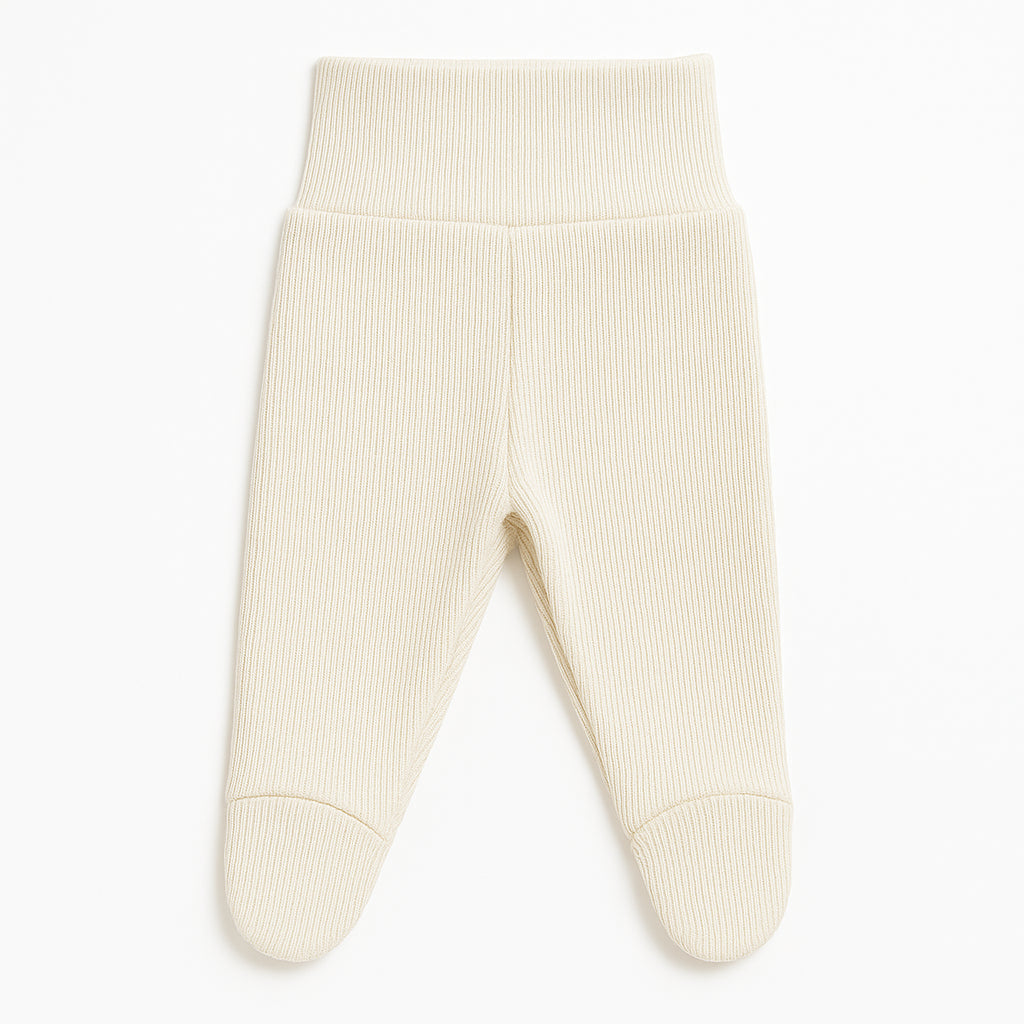 Calça Canelada de Bebê com Pé em Algodão Orgânico Cru Pipo Kids