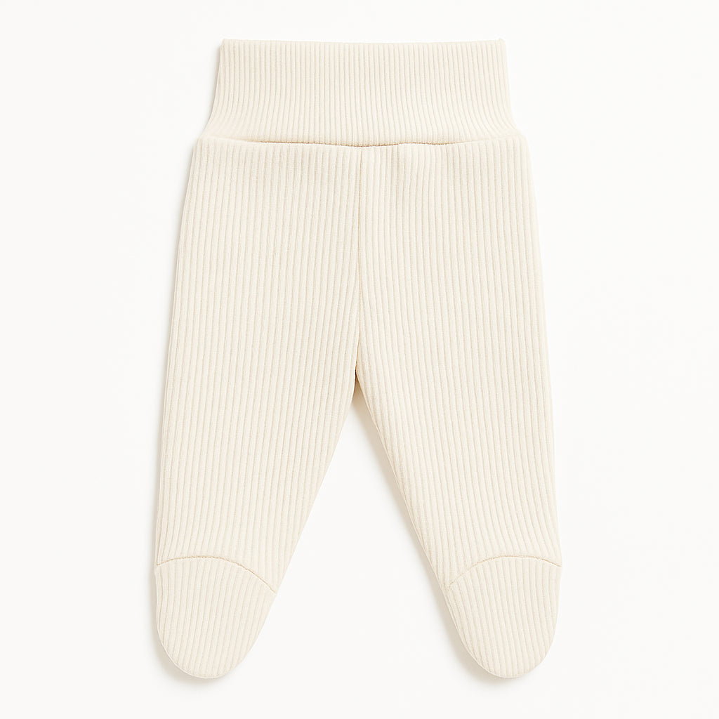 Calça Canelada de Bebê com Pé em Algodão Orgânico Cru Pipo Kids