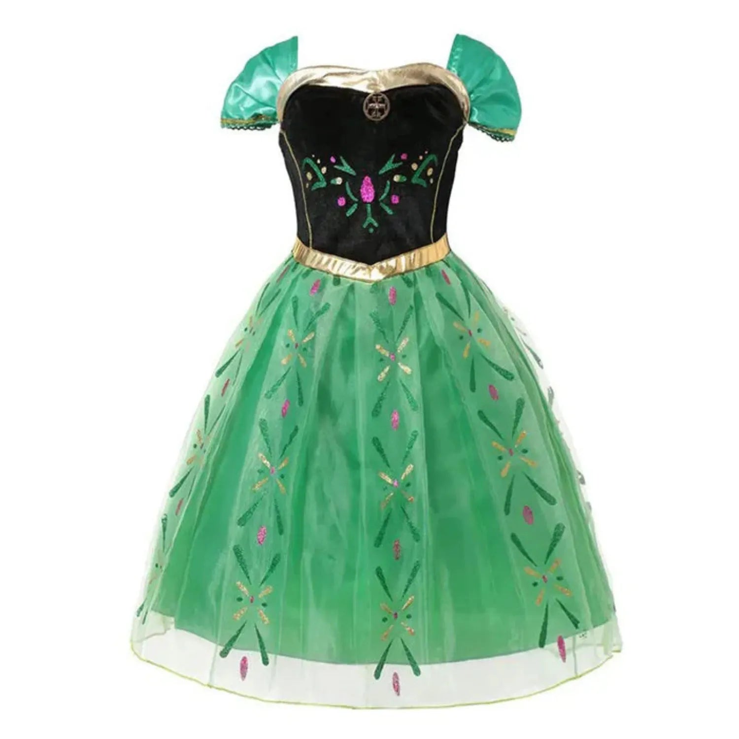 Vestido da Fantasia Princesa Coroação em pose de movimento, exibindo a fluidez da saia.